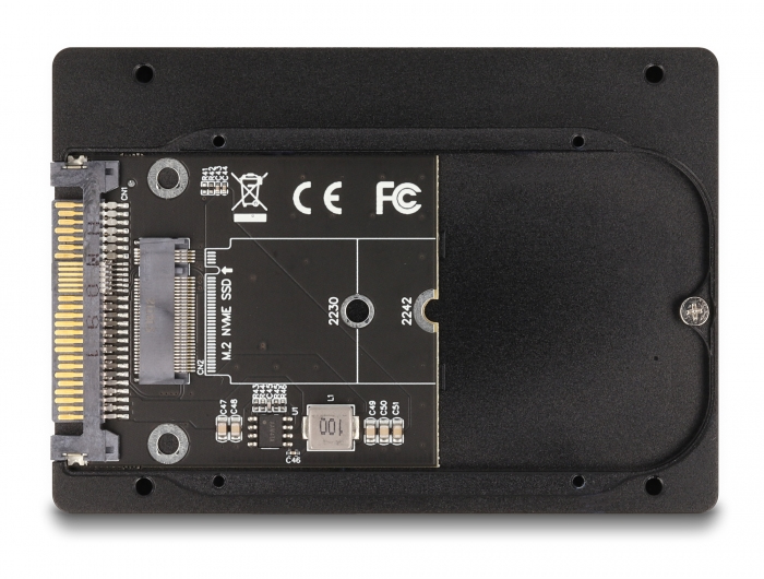 Delock 2.5" Konverter U.2 SFF-8639 zu M.2 NVMe Key M 7 mm Höhe Schwarz