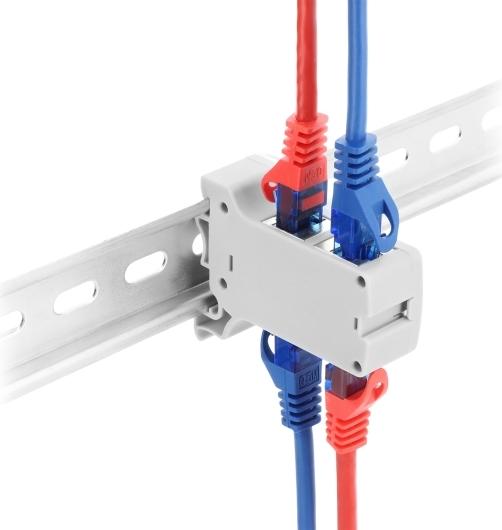 Delock RJ45 Kupplung Cat.6A Dual Buchse zu Buchse für Hutschienen Montage grau (91064)