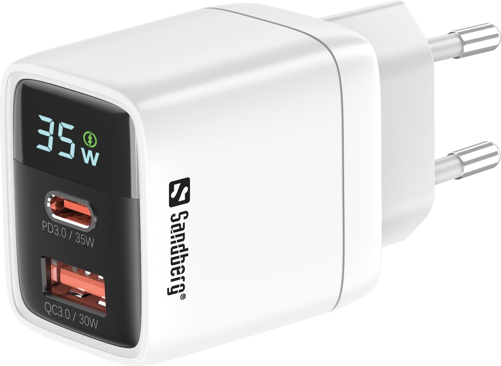 Sandberg 2in1 Charger 1xUSB-C 1xUSB 35W Universal Weiß AC Schnellladung Drinnen (441-52)