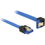 Delock Kabel SATA 6 Gb/s Buchse gerade > SATA Buchse unten gewinkelt 10 cm blau mit Goldclips (85088)