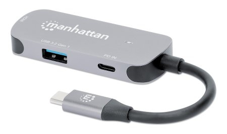 Manhattan USB-C Dock/Hub 130707 HDMI USB-A USB-C Power Delivery 100 W Space-grau