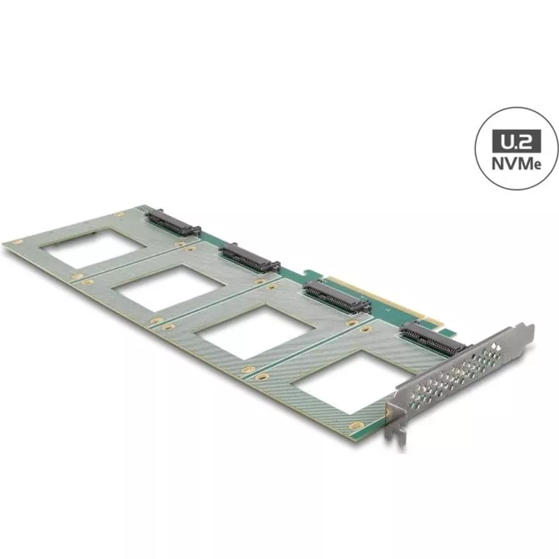 Delock PCI Express 4.0 x16 Karte zu 4 x intern U.2 NVMe SFF-8639 - Bifurcation (LxB: 288 x 122 mm) (90169) (geöffnet)