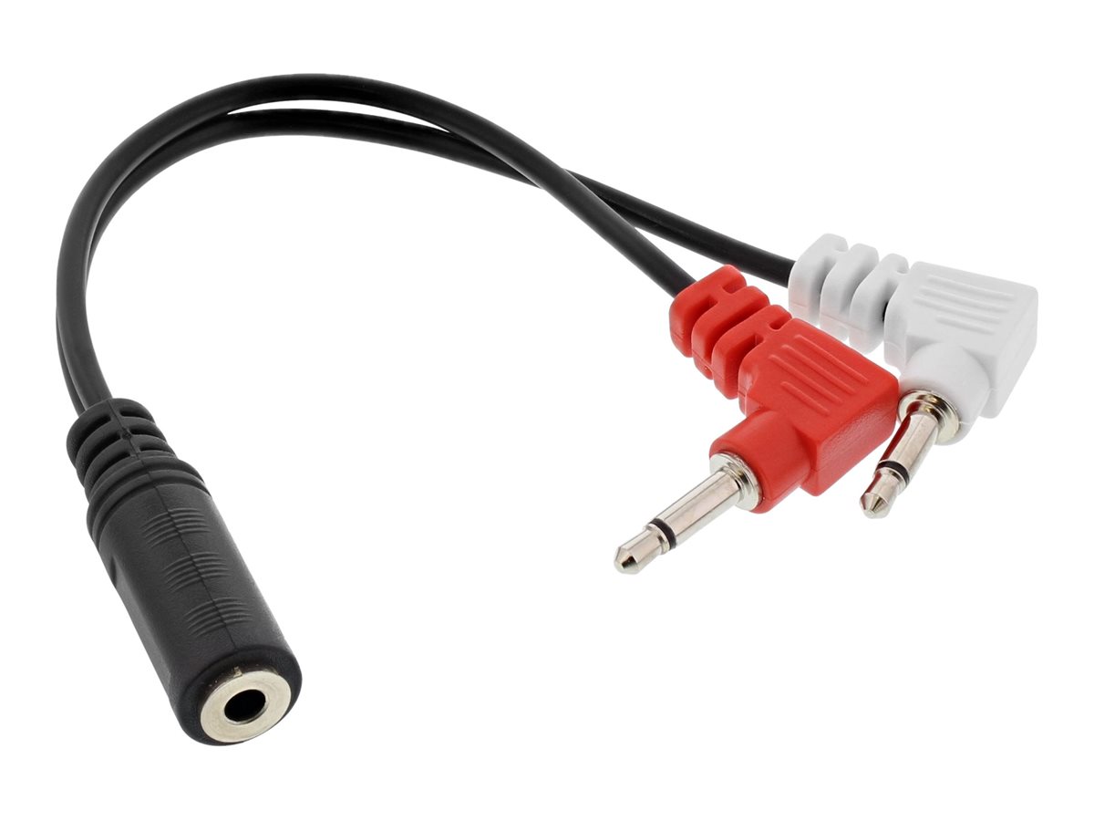 InLine Kopfhöreradapter 2x 3,5 mm Klinke Stecker gewinkelt auf 3,5 mm Klinke Buchse 15 cm Schwarz