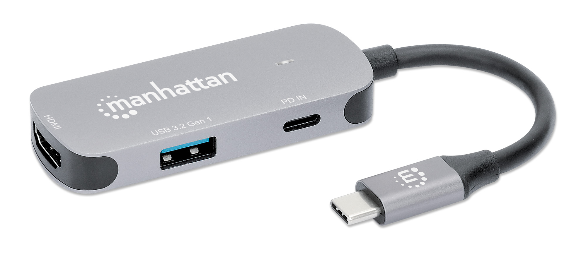 Manhattan 3-in-1 Dockingstation USB-C PD 4K HDMI Space-grau
