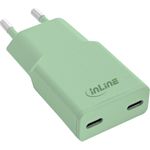 InLine® USB-C Ladegerät, 30W, GaN, Dual USB-C, PD/PPS, Matcha Latte/grün (31590G)