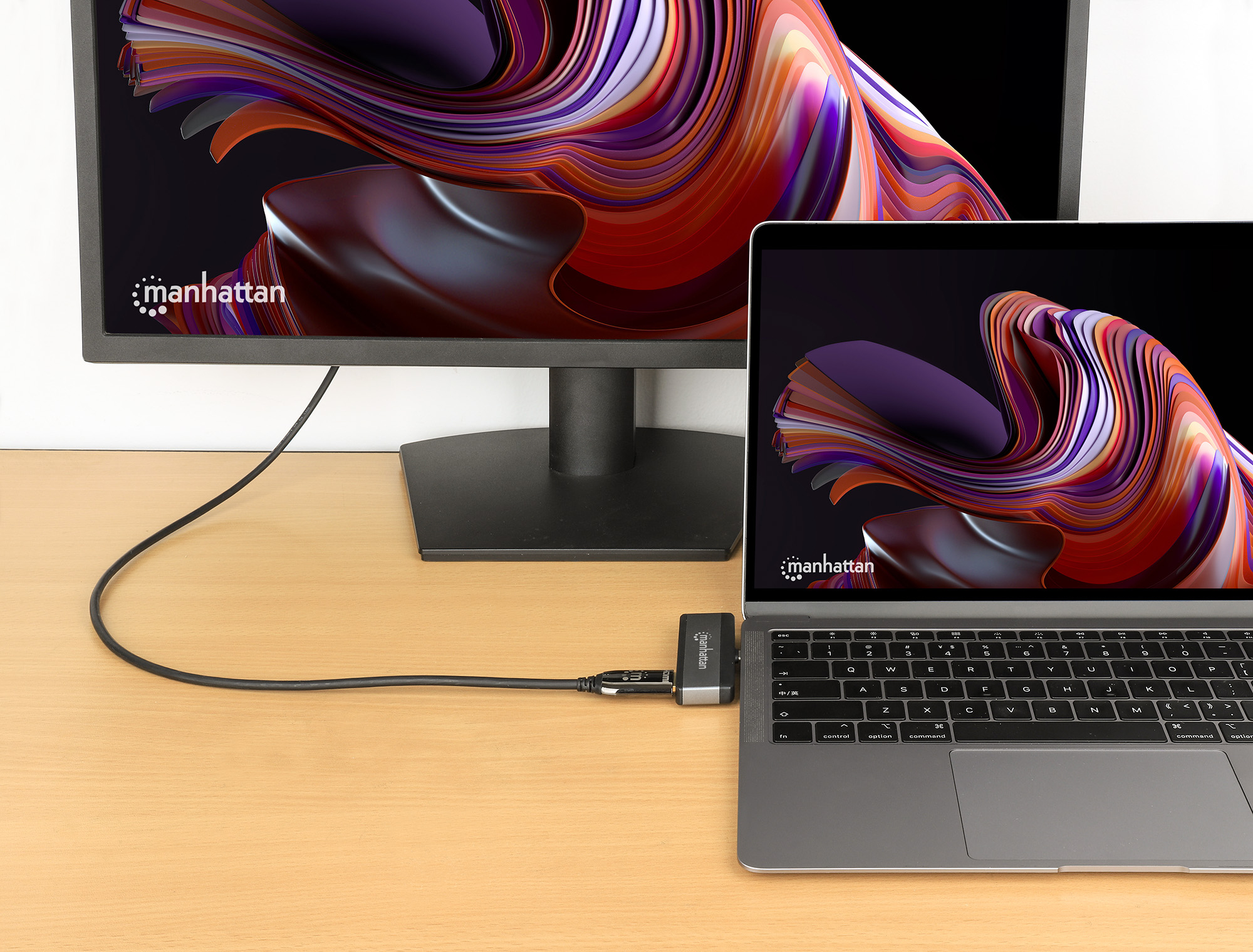 Manhattan 4-in-1 Dockingstation USB-C HDMI VGA Space-grau, Schwarz