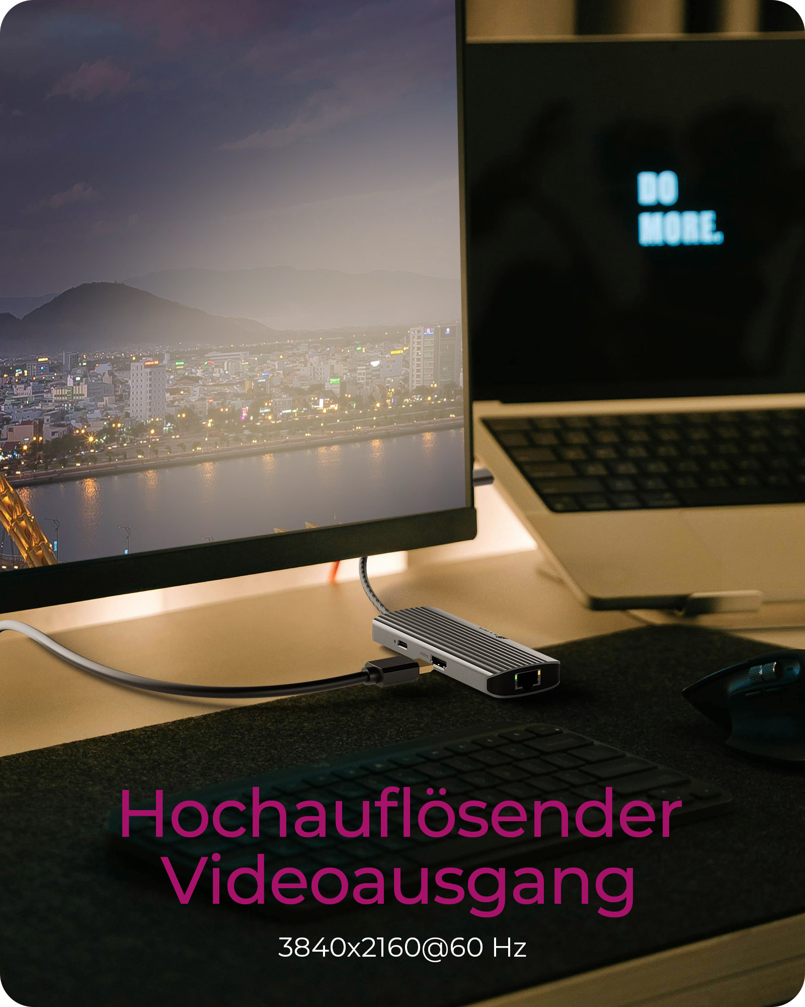 ICY BOX IB-DK4034a-CPD Dockingstation 6-in-1 USB-C HDMI 4K@60Hz 3× USB-A RJ45 100W PD Schwarz/Silber
