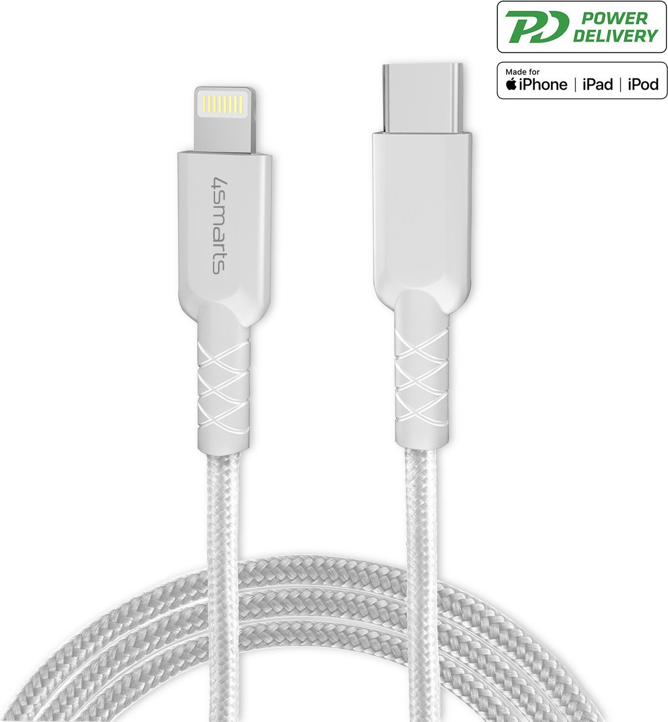 4SMARTS USB Typ-C auf Lightning Kabel RAPIDCord PD MFi 1,5m weiß 496250