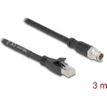Delock M12 Kabel X-kodiert 8 Pin Stecker zu RJ45 Stecker Cat.5e S/FTP flexibel 3 m schwarz (80580)