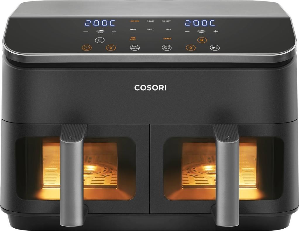Cosori Dual Basket Chef Edition Heißluftfritteuse 8,5 l 1750 W Schwarz