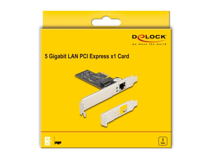 Delock PCIe x1 Netzwerkadapter 1x RJ45 5 Gigabit LAN RTL8126 Low-Profile Schwarz/Silber