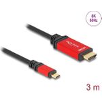 DeLOCK USB Type-C™ zu HDMI Kabel (DP Alt Mode) 8K 60 Hz mit HDR Funktion 3 m rot (80097)