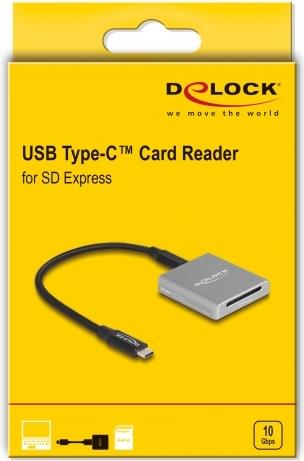 Delock Kartenleser USB-C 3.2 Gen 2 SD Express (SD 7.1) Grau