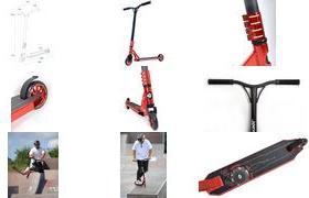 SCHILDKRÖT Tretroller Stunt Scooter Flipwhip Metallic Red großes Aluminium Deck (500 x 110 mm), robuster Lenker - 1 Stück (510402)