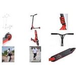 SCHILDKRÖT Tretroller Stunt Scooter Flipwhip Metallic Red großes Aluminium Deck (500 x 110 mm), robuster Lenker - 1 Stück (510402)
