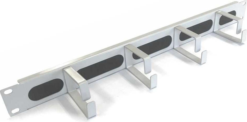 IT-BUDGET 19"-Kabeldurchführungsplatte mit Bürste und 4 hochstabilen Metall-Kabelbügel (90ITBKDFPMB1HEG)