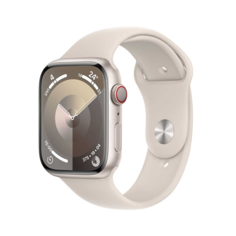 APPLE Watch Series 9 GPS + Cellular 45mm Starlight Aluminium Case with Starlight Sport Band - S/M (MRM83QF/A)