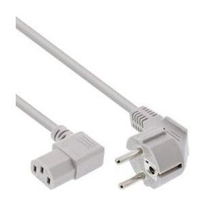 InLine® Netzkabel, Schutzkontakt gewinkelt auf Kaltgerätestecker C13 gewinkelt, 0,5m, grau (16651L)