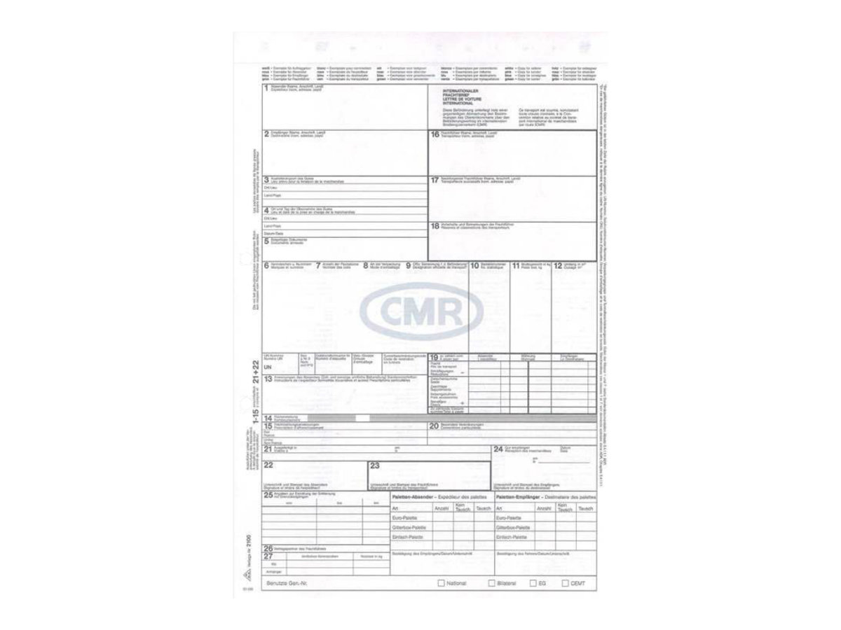 RNK Verlag CMR-Frachtbrief Vordruck A4 4-teilig selbstdurchschreibend 50 Blatt Weiß