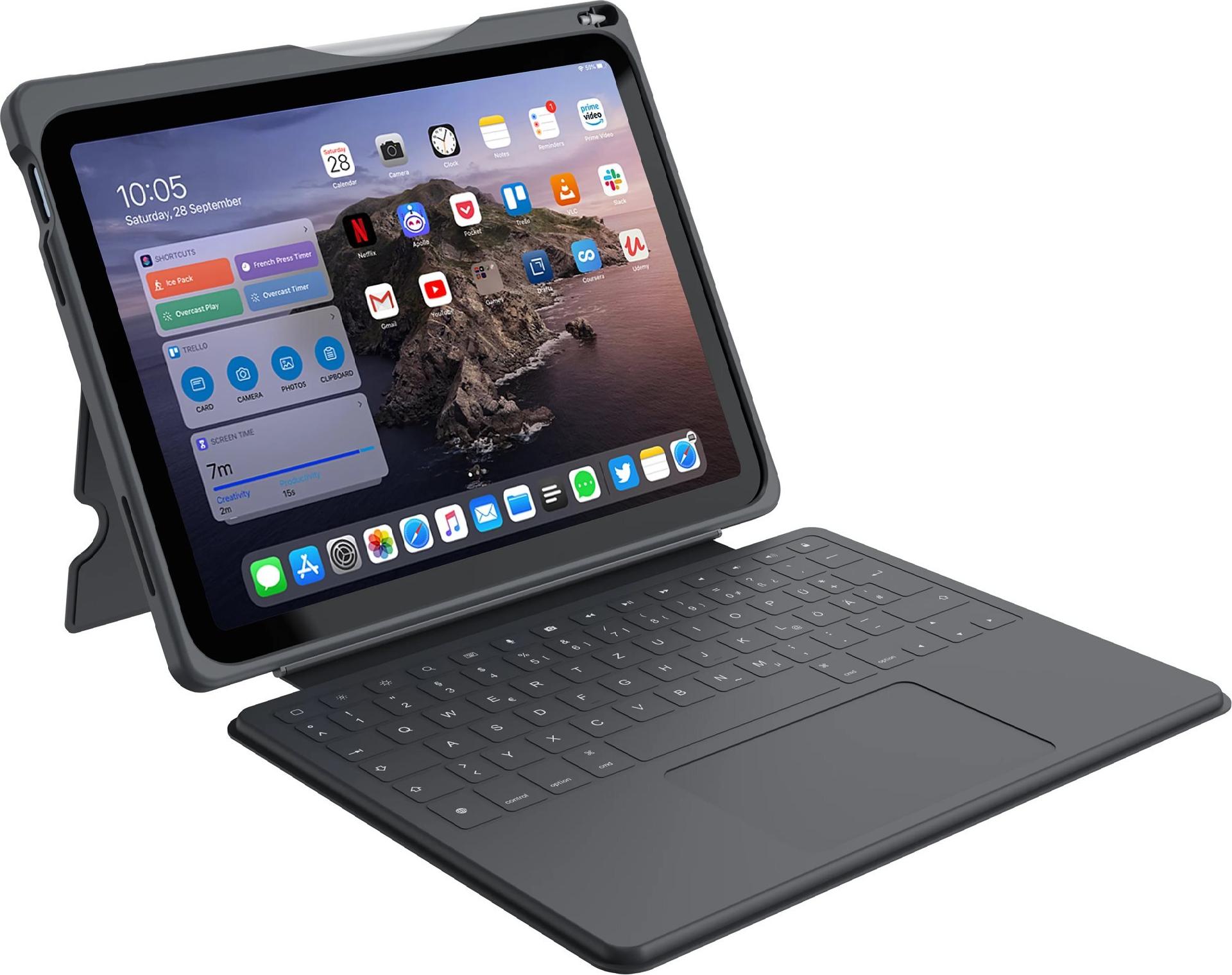 DEQSTER Touch PLUS Tastatur und Foliohülle 10.9" QWERTZ Deutsch Grau