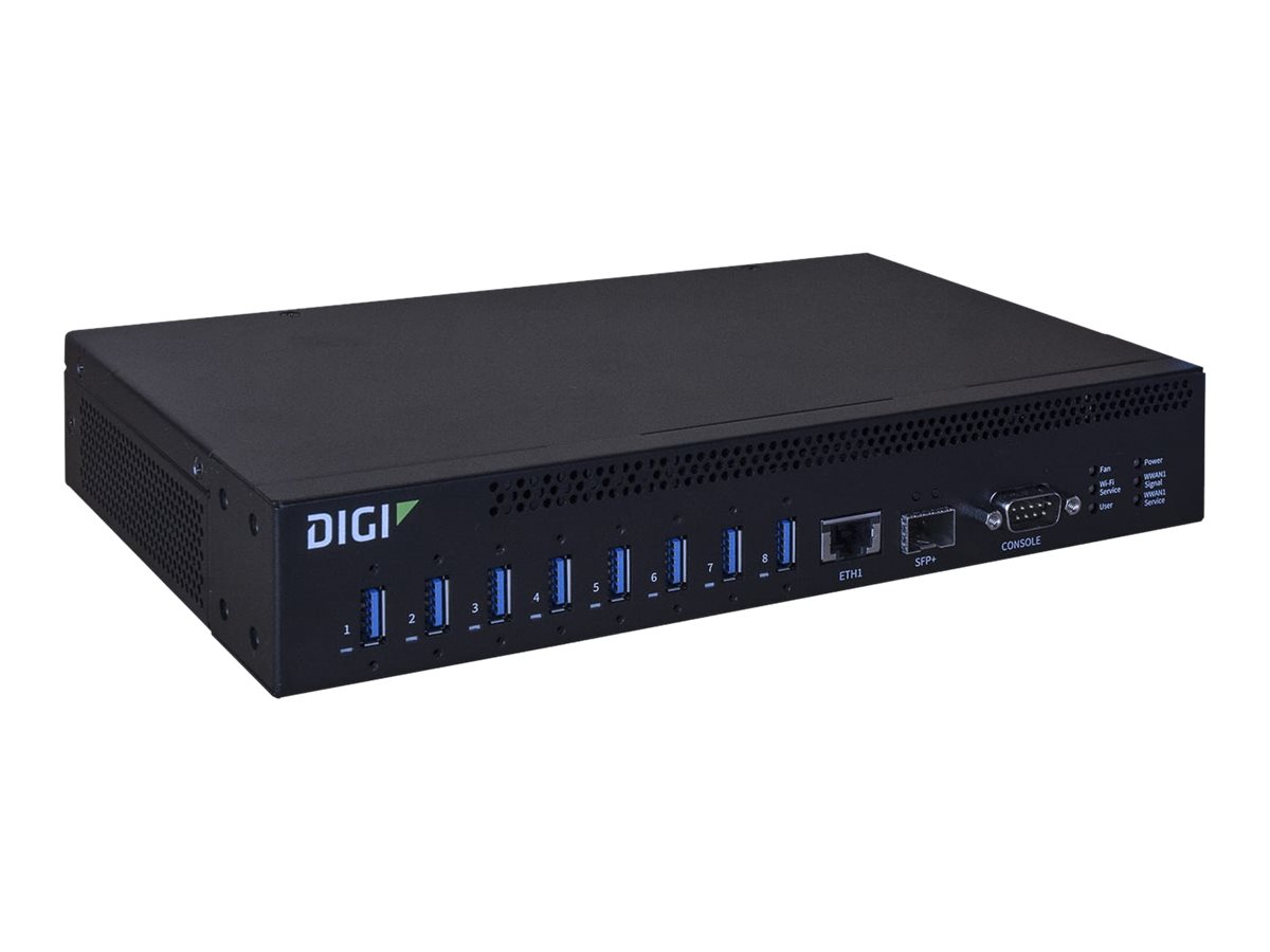Digi AnywhereUSB 8 Plus Netzwerk-USB-Hub 8x USB 3.1 Gen 1 SFP+ Managed Schwarz