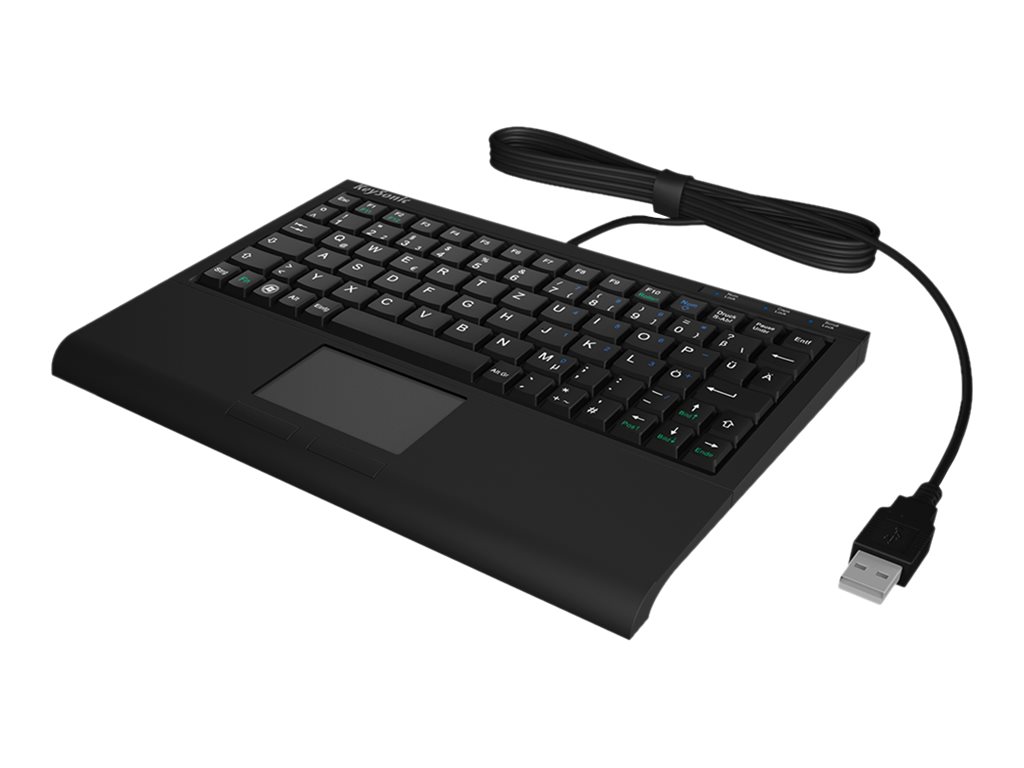 KeySonic ACK-3410 Kabelgebundene Mini-Tastatur mit Touchpad USB QWERTZ Schwarz