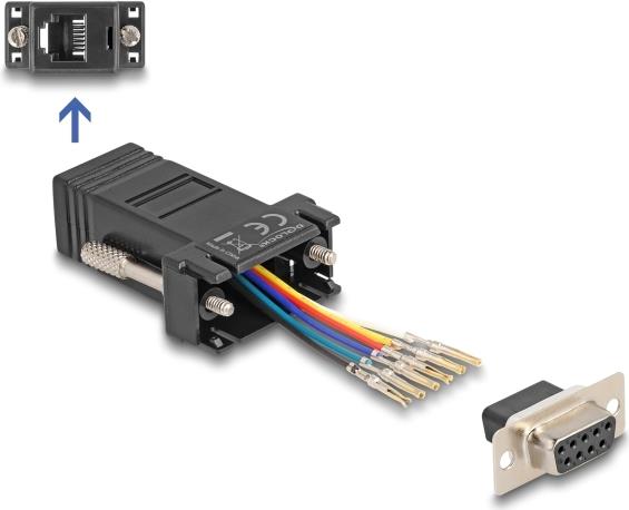 Delock D-Sub 9 Pin Buchse zu RJ12 Montagesatz schwarz (67077)