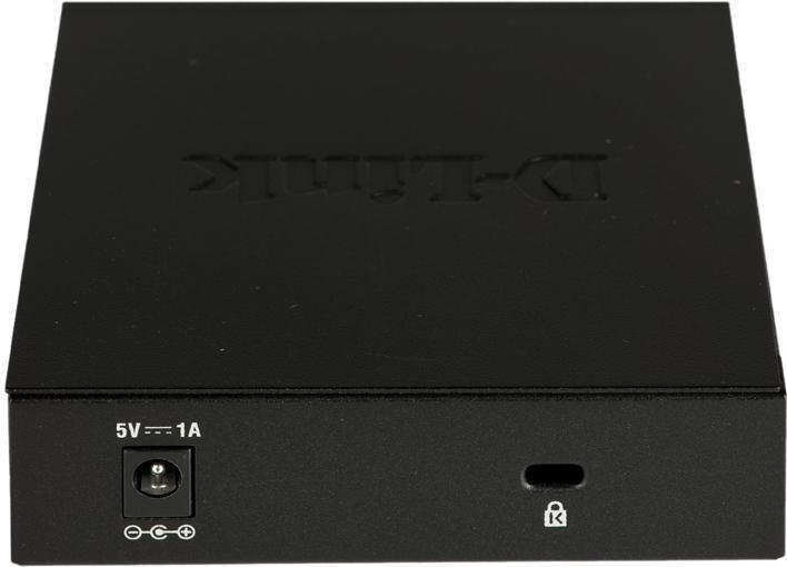 D-Link DGS-105 Gigabit Ethernet Switch 5-Port 10/100/1000 Desktop Schwarz