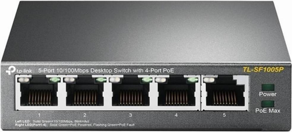 TP-Link TL-SF1005P 5-Port 10/100 Switch 4x PoE Schwarz