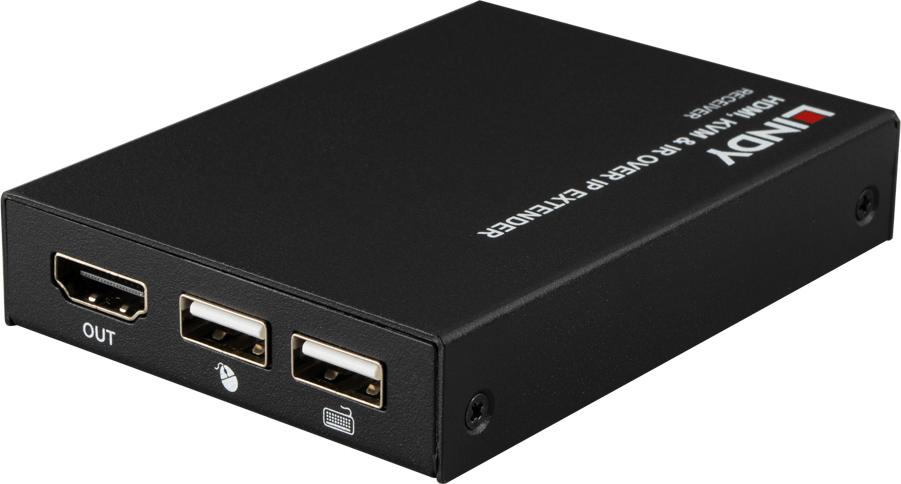 Lindy HDMI, KVM & IR over IP Extender, Receiver (39321)