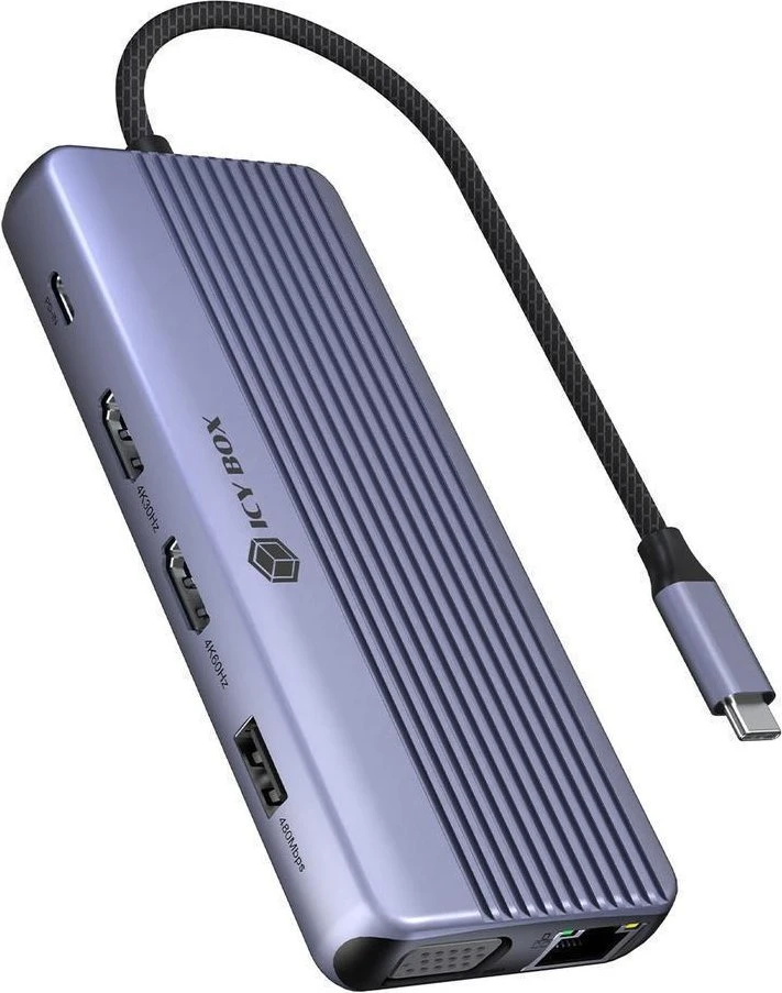 USB C DockingStation 12 in 1, 2x HDMI 4K60Hz, 1x VGA, Giga LAN, 4x USB Datenports, Giga LAN, SD+MicroSD 3.0, Audio, PD 3.0 100W (IB-DK4062-CPD)