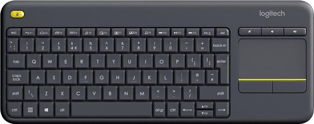 Logitech Wireless Touch Keyboard K400 Plus Kabellos 2.4 GHz QWERTZ Ungarisch Schwarz