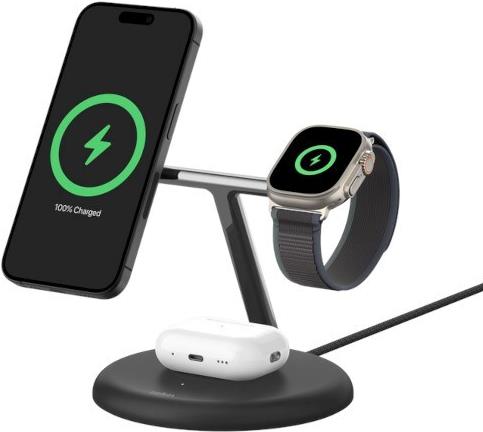 Belkin BOOST CHARGE PRO 3in1 Wireless Charger with MagSafe 15W (WIZ009VFBK-V2)