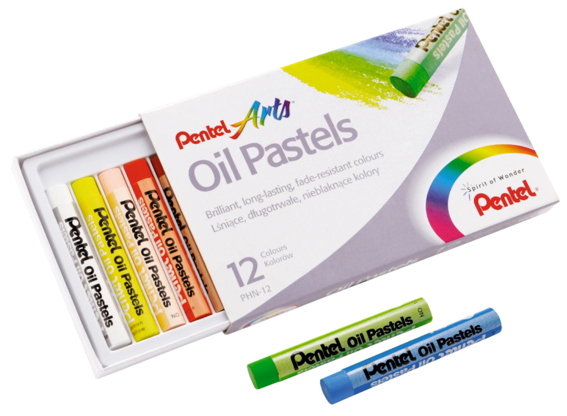 PentelArts Ölpastellkreide PHN4-12, 12er Kunststoff-Etui, Mehrfarbig