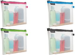 LEITZ Kosmetiktasche WOW Traveller, transparent/blau zur Aufbewahrung & Transport, wasserabweisende & - 1 Stück (4014-00-36)