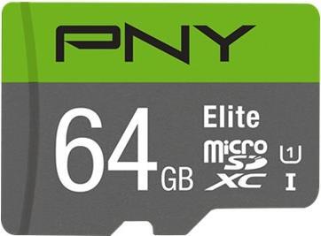 PNY Elite Speicherkarte 64 GB MicroSDXC Klasse 10 (P-SDUX64U185GW-GE)