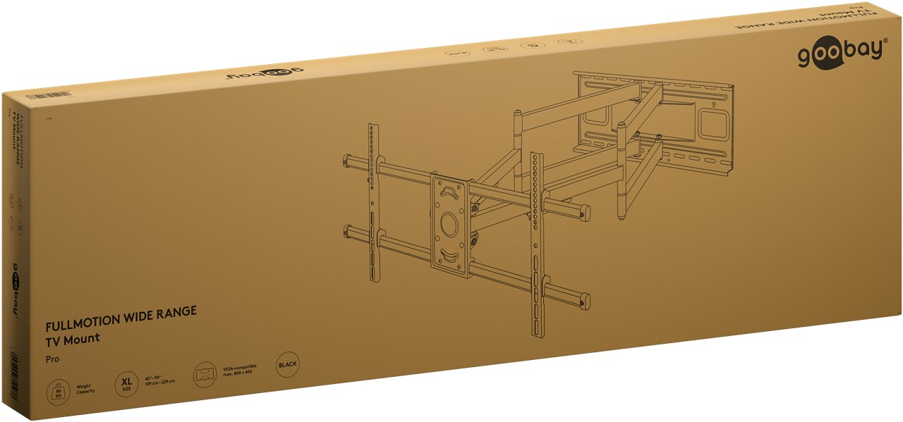 Goobay Pro FULLMOTION XL TV-Wandhalterung 43-90" Schwarz