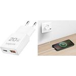 LogiLink USB-Steckdosenadapter, 1x USB-C (PD), 1x USB-A (QC) weiß, 20 Watt, Eurostecker (PA0346)