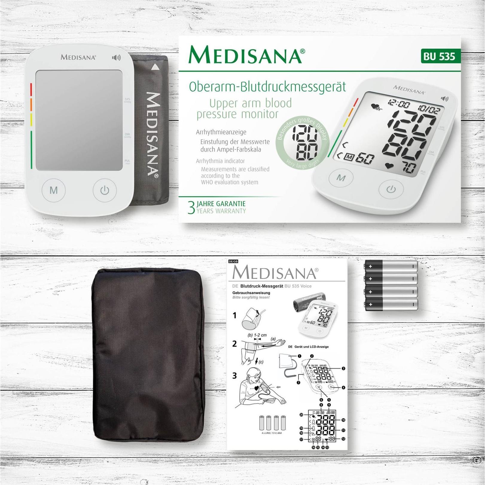 Medisana BU 535 Voice Oberarm-Blutdruckmessgerät Weiß