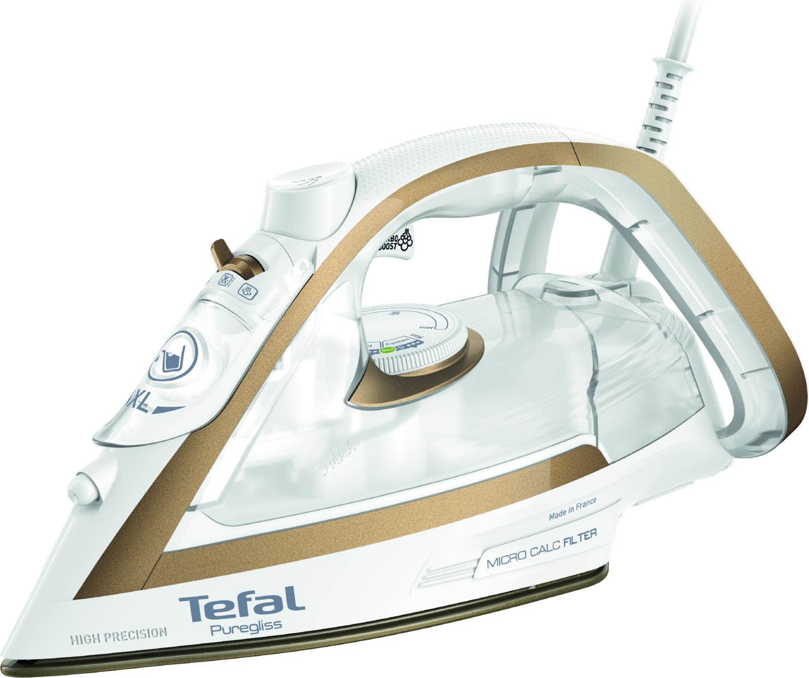 Tefal Puregliss FV8042 Trocken- & Dampfbügeleisen Durilium AirGlide Autoclean soleplate 3000 W Bronze - Weiß (FV8042E0)