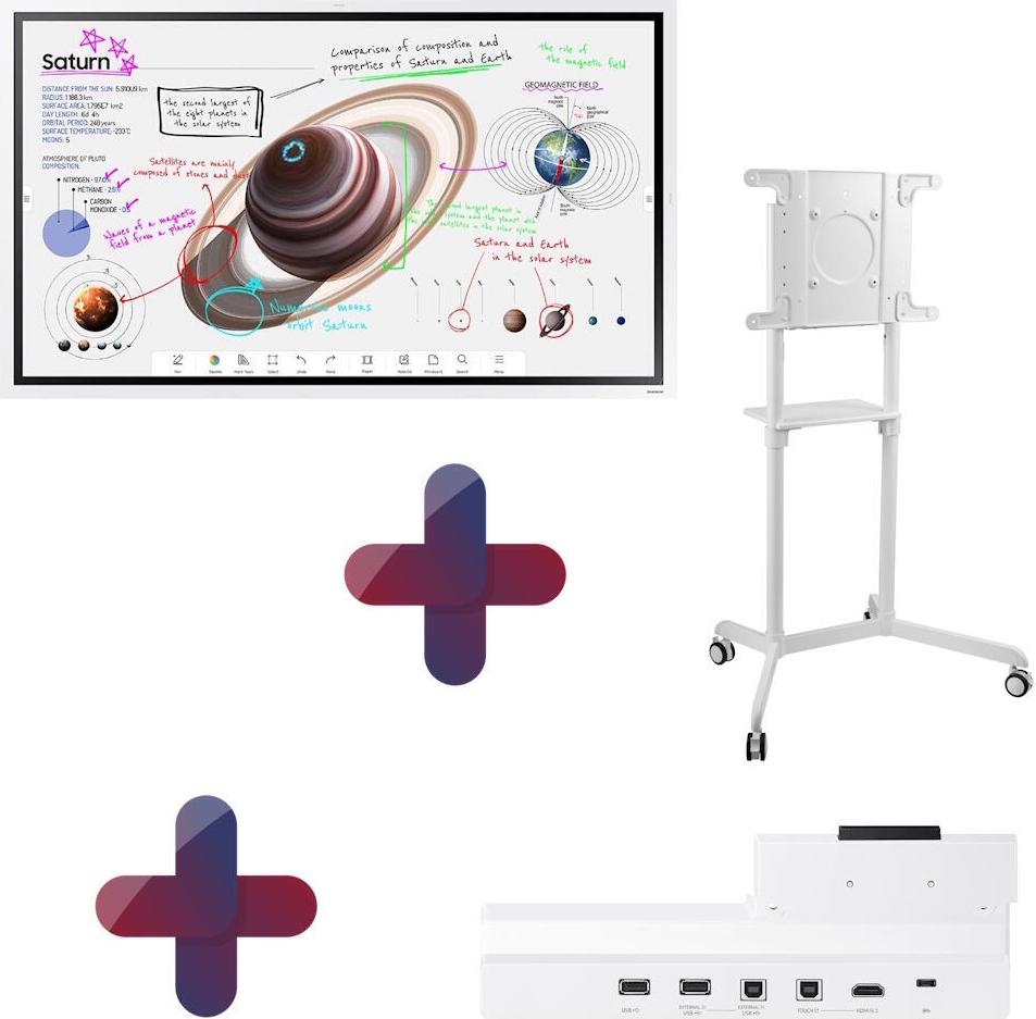 Samsung Flip Pro WM55B Flipchart 138,7 cm 55 Zoll inkl. Peerless TRVT-FLIP2 mobiler Rollwagen & Tray CY-TF65BBC (LH55WMBWBGCXEN+TRVT-FLIP2+CY-TF65BBCXEN)