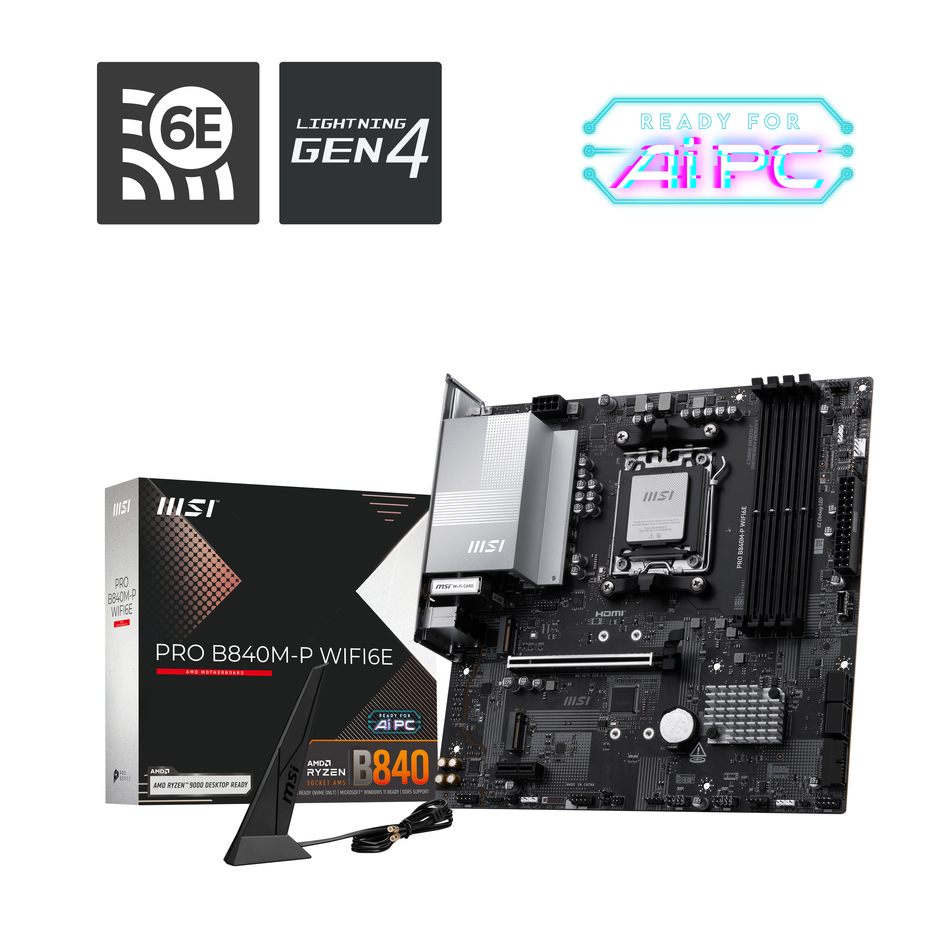 MSI PRO B840M-P WIFI6E Mainboard Micro ATX Schwarz