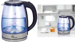 Little balance Wasserkocher Verre Design, 1,8 Liter, Glas aus Borosilikatglas, Edelstahl und Kunststoff, 1-Hand - 1 Stück (LB 8520)