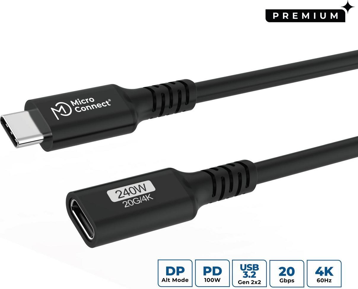 MicroConnect Premium USB-C cable Extender 20Gbps 240W USB 3.2 (USB3.2CC015EX)