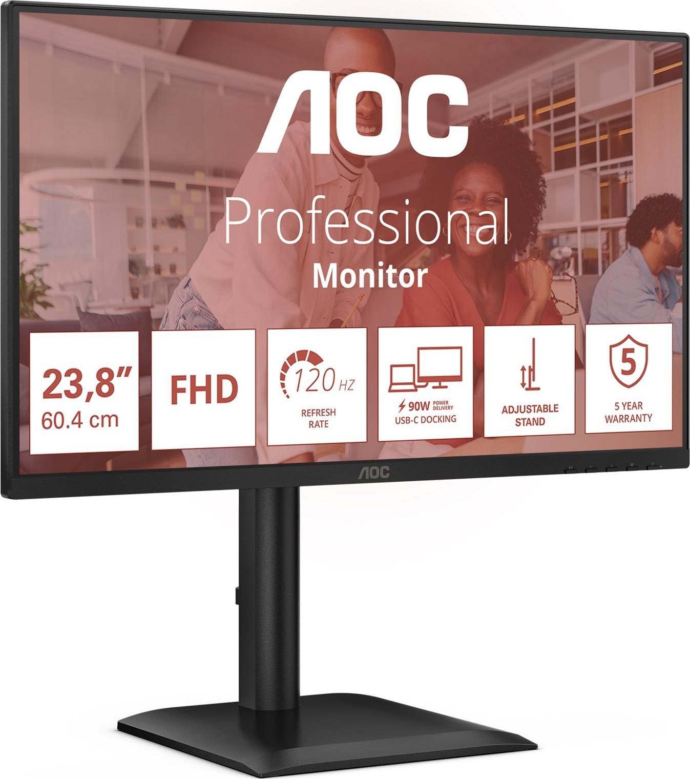 AOC 24E4CV - LED-Monitor - 61 cm (24") (23.8" sichtbar) - 1920 x 1080 Full HD (1080p) [Energieklasse G] (24E4CV)