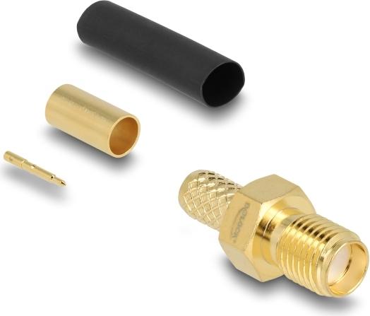 Delock RP-SMA Buchse zum Crimpen LMR200mit passendem Schrumpfschlauch (91791)