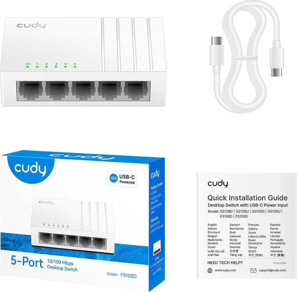 Cudy FS105D Fast Ethernet Switch 5 x 10/100 Schwarz