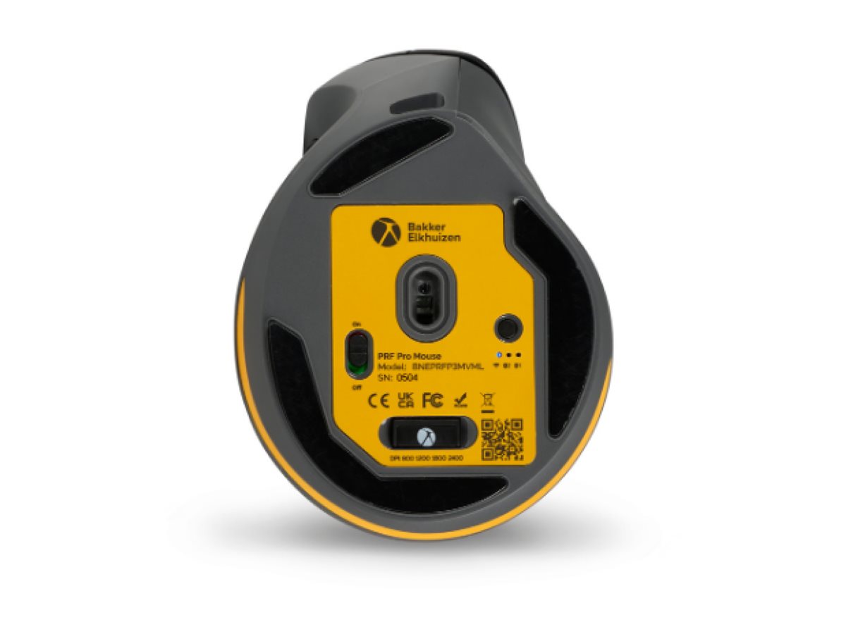 Bakker Elkhuizen PRF Pro Vertikale Maus Linkshänder USB-C Bluetooth 5.2 2,4 GHz Schwarz