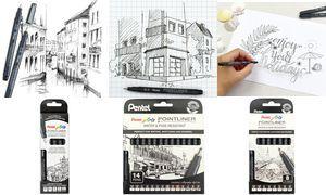 PentelArts Permanent Fineliner Pointliner, 8er Set Strichstärken: 0,03 mm bis 0,8 mm, Strichfarbe: schwarz, - 1 Stück (YS20P-8)