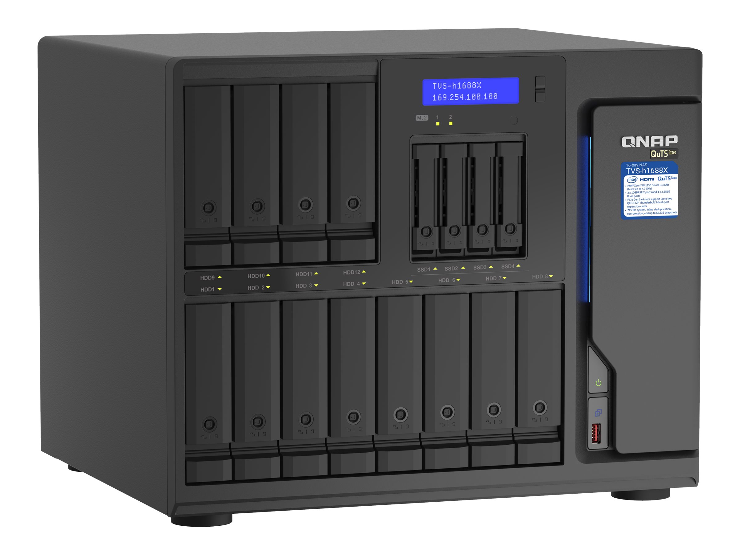 QNAP TVS-H1688X NAS-Server Intel Xeon W-1250 32 GB RAM Schwarz